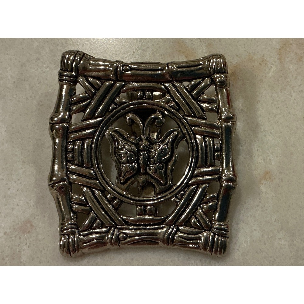 John Hardy Butterfly‎ Bamboo Brooch Pin Silver Tone Costume Jewelry